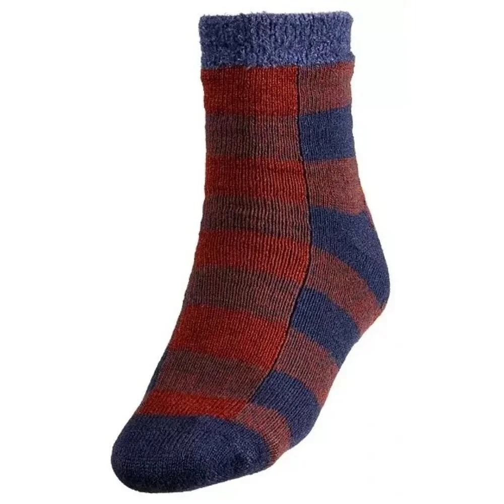 Northeast Outfitters Mens Cozy Cabin Buff Check Socks Nvy/Brwn L-8/12 NEW